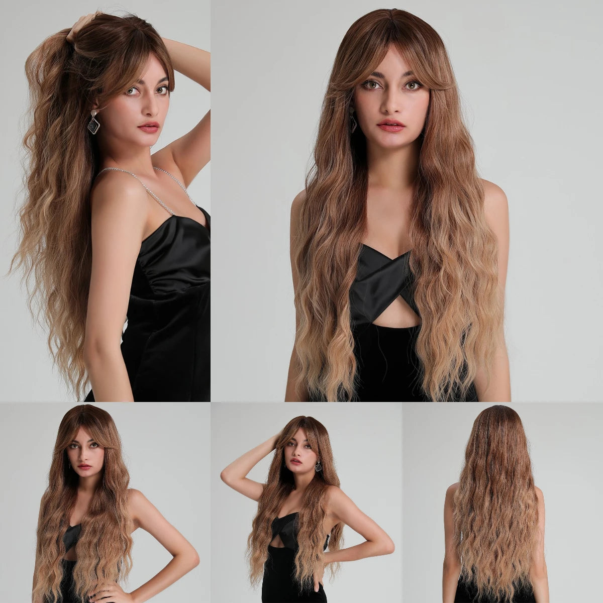 Long Wavy Wigs with Bang