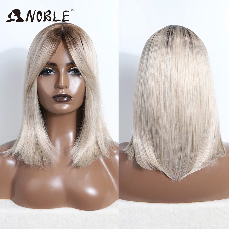 Silky Straight Synthetic Wigs with Bangs