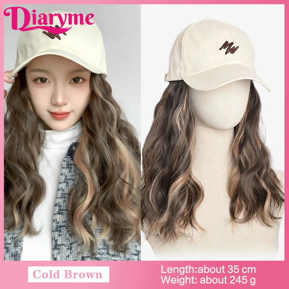 Short Water Wavy Wigs With Baseball Hat