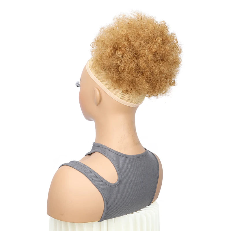 Synthetic Afro Puff Drawstring Ponytail Short Kinky Curly Hair Bun