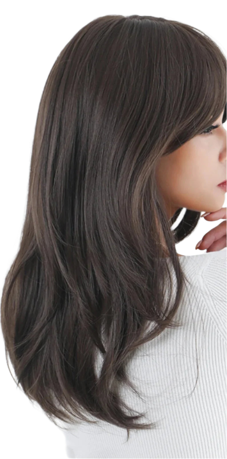 Ombre Black Pink Wig With Bangs