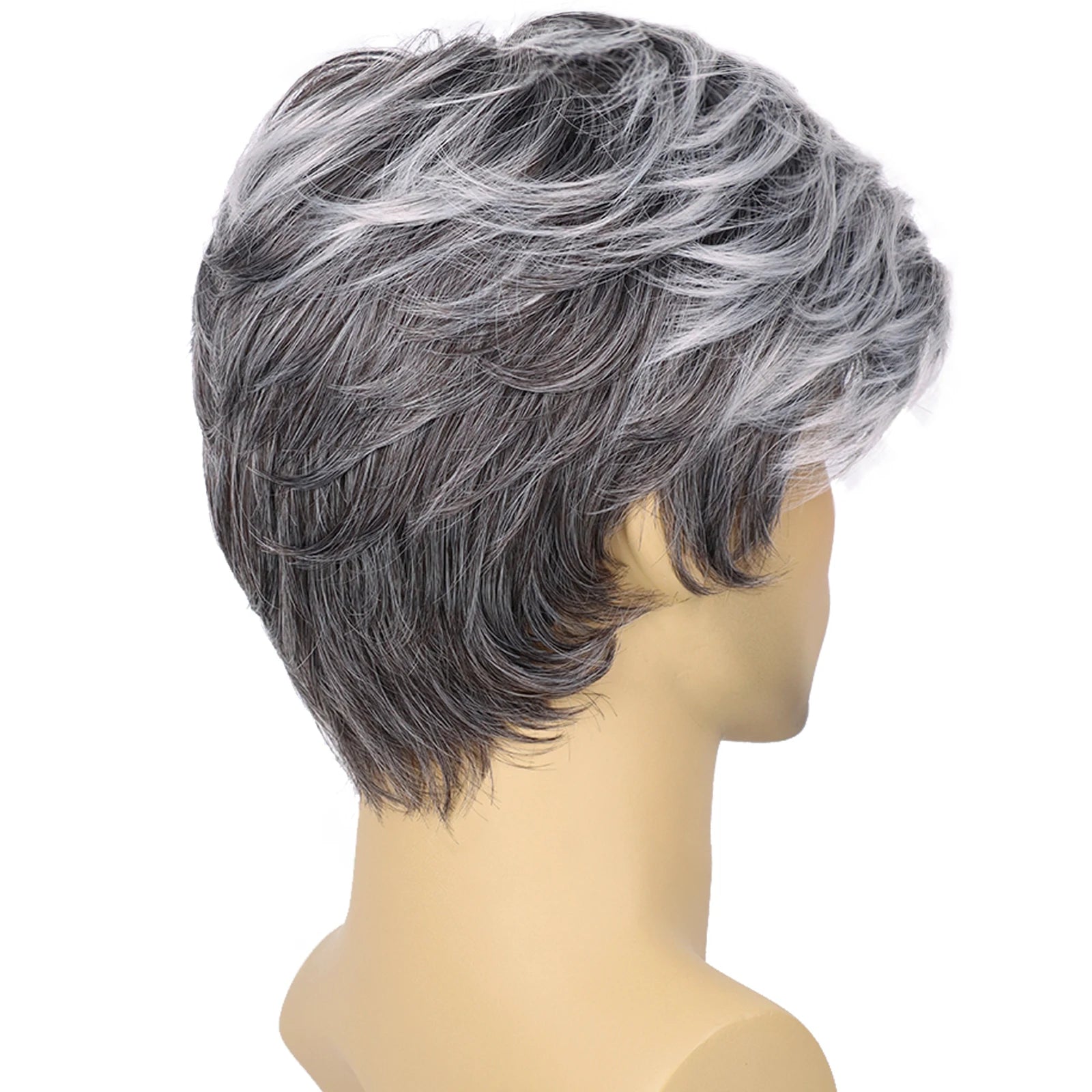 Synthetic Men Wigs Short Silver Gray Toupee