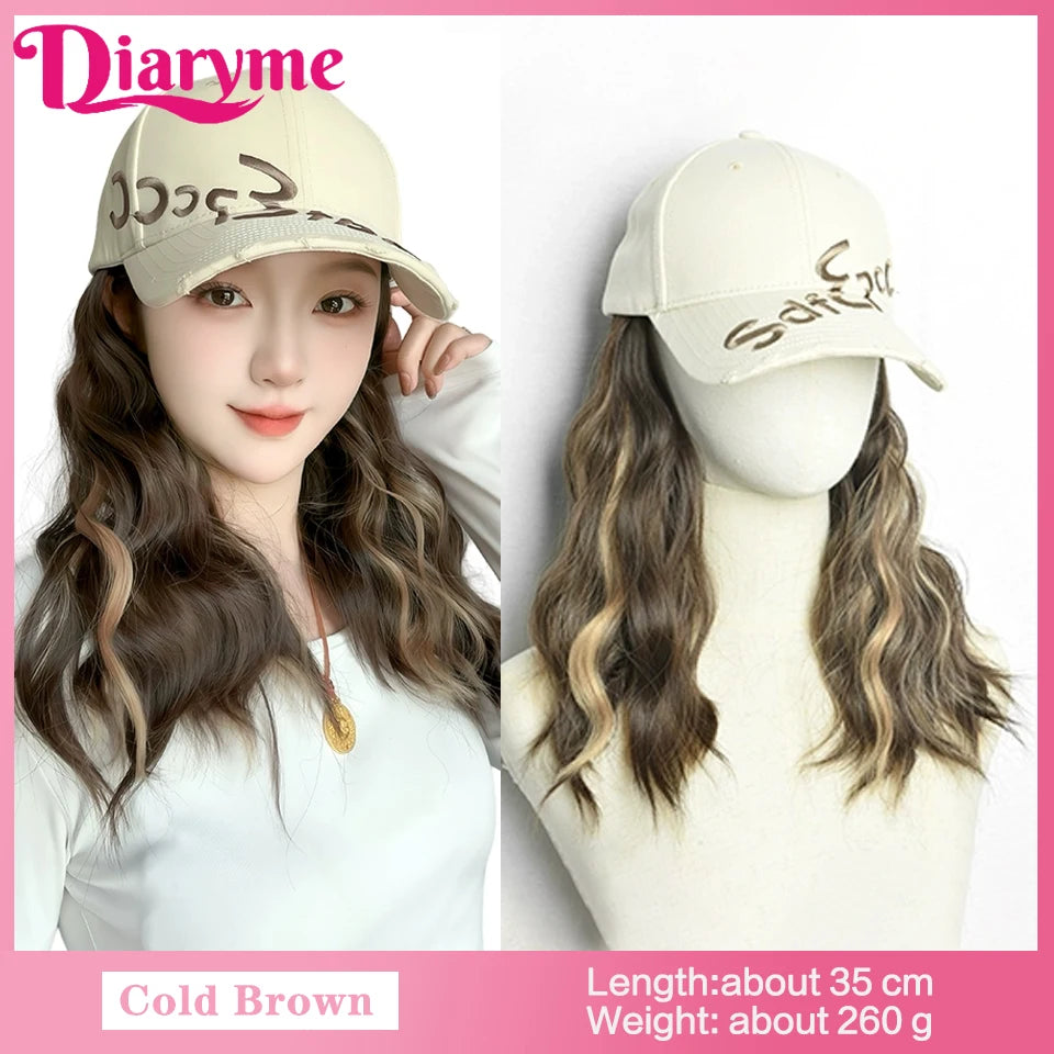 Short Water Wavy Wigs With Baseball Hat
