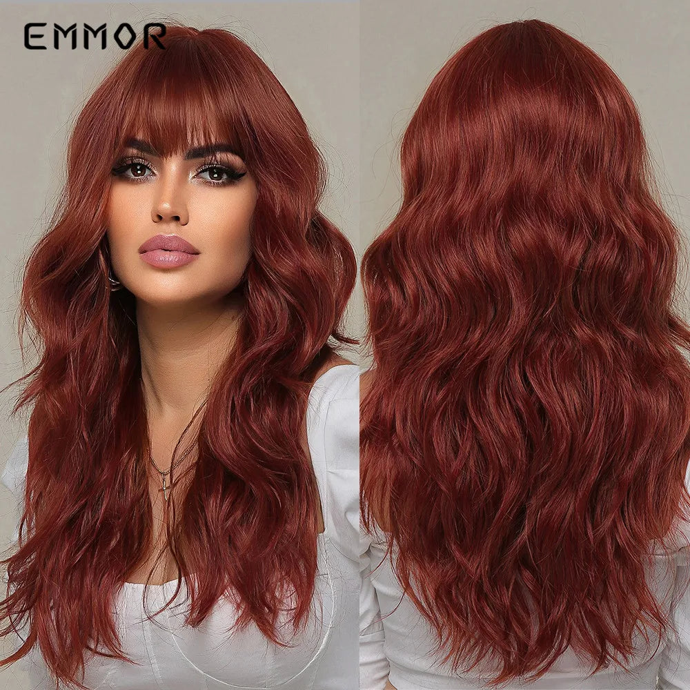 Ombre brown to Light Blonde Hair Wig with Bangs