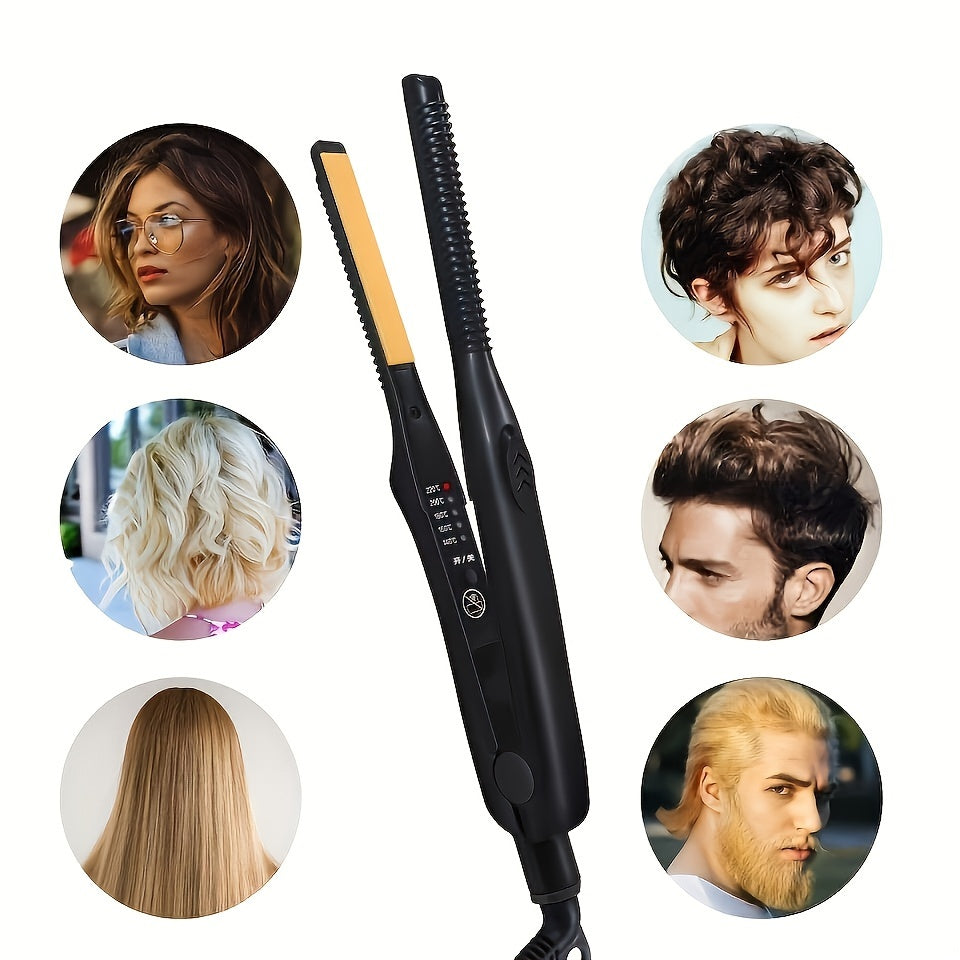 Fast-Heating Dual Voltage Hair Straightener - Portable Flat Iron for Short Hair & Beards, 110V US Plug, Ideal for Short Hair And Beards
