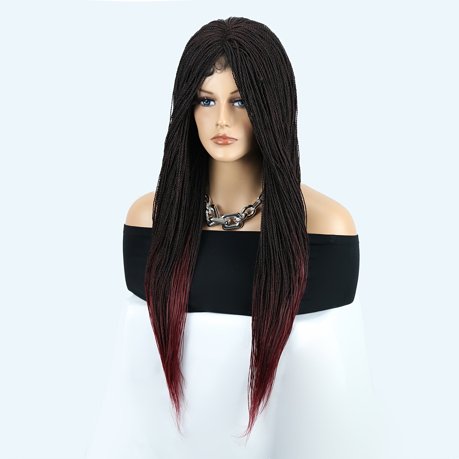 22-inch Women's 4X4 Lace Front Twist Braided Wig, Ri Fiber Synthetic Hair, Basic Style, Versatile Lace Area, All-Purpose Wig