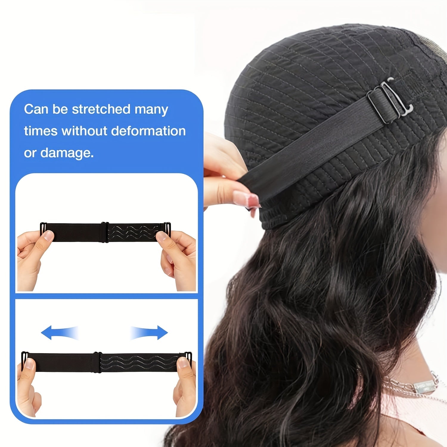 2pcs Adjustable Elastic Wig Band with Detachable Buckle, Non-slip