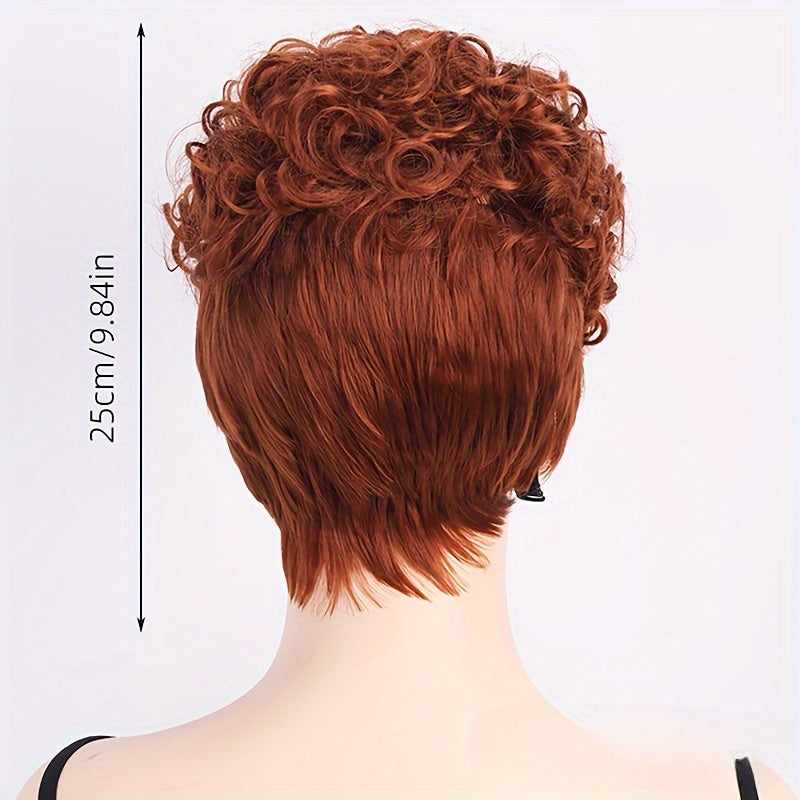 [1pc Unisex Short Curly Wavy Wig] 1pc Unisex Short Curly Wavy Wig, High-Temperature Fiber, Rose Net Cap, 130% Density, Afro Curly/Kinky Style, Sports Look, Versatile for Cosplay and Wig Replacement, Ideal Valentine'S Gift