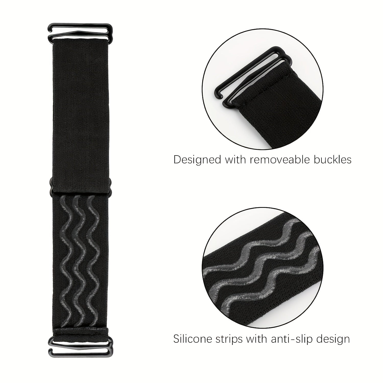2pcs Adjustable Elastic Wig Band with Detachable Buckle, Non-slip