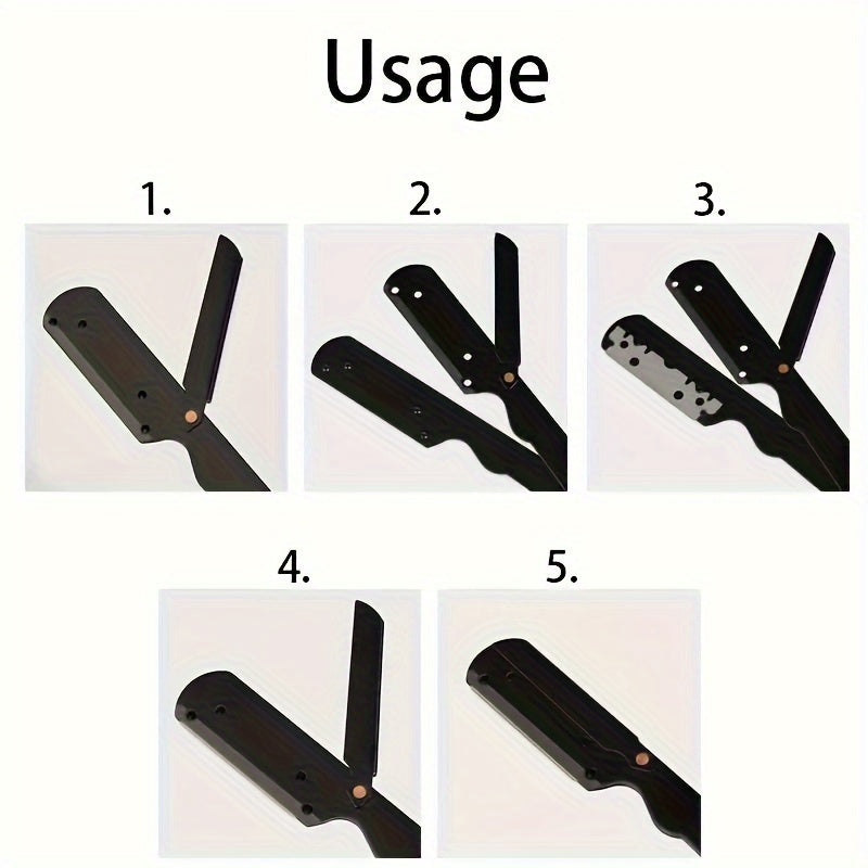 Stainless Steel Beard Grooming Kit, Beard Trimming Scissors, Shaping Razor, Comb, and Beard Blade Set