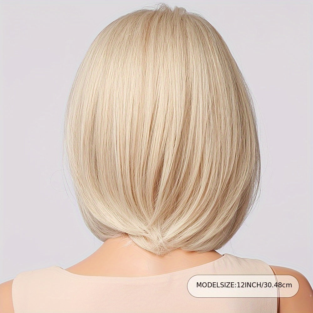 Slightly Parted Short Straight Hair Ladies Chemical Fiber Wig Headgear