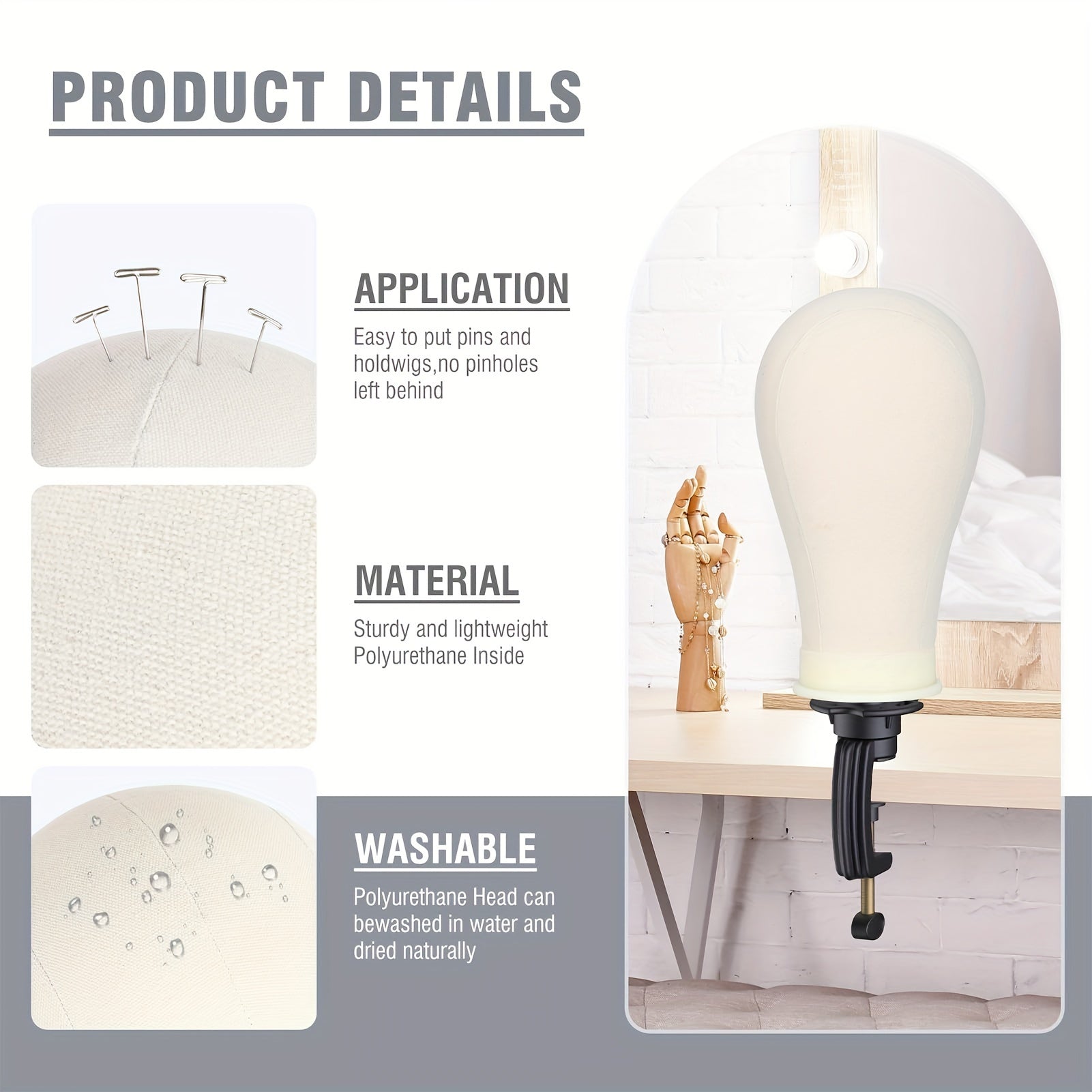 Reinforced Wig Stand With Mannequin Head 22 Inch