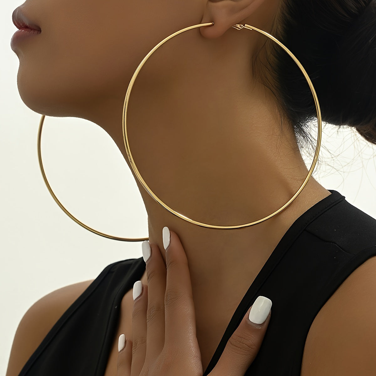 Pair of Bold Golden-Tone Hoop Earrings