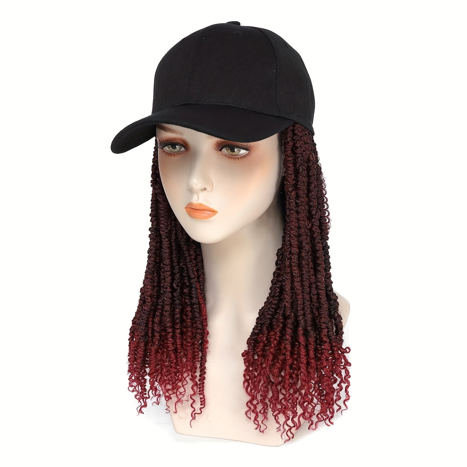 Afro Curly/Kinky Style 14" Baseball Cap Wig - Synthetic Fiber, Long Braids for Women