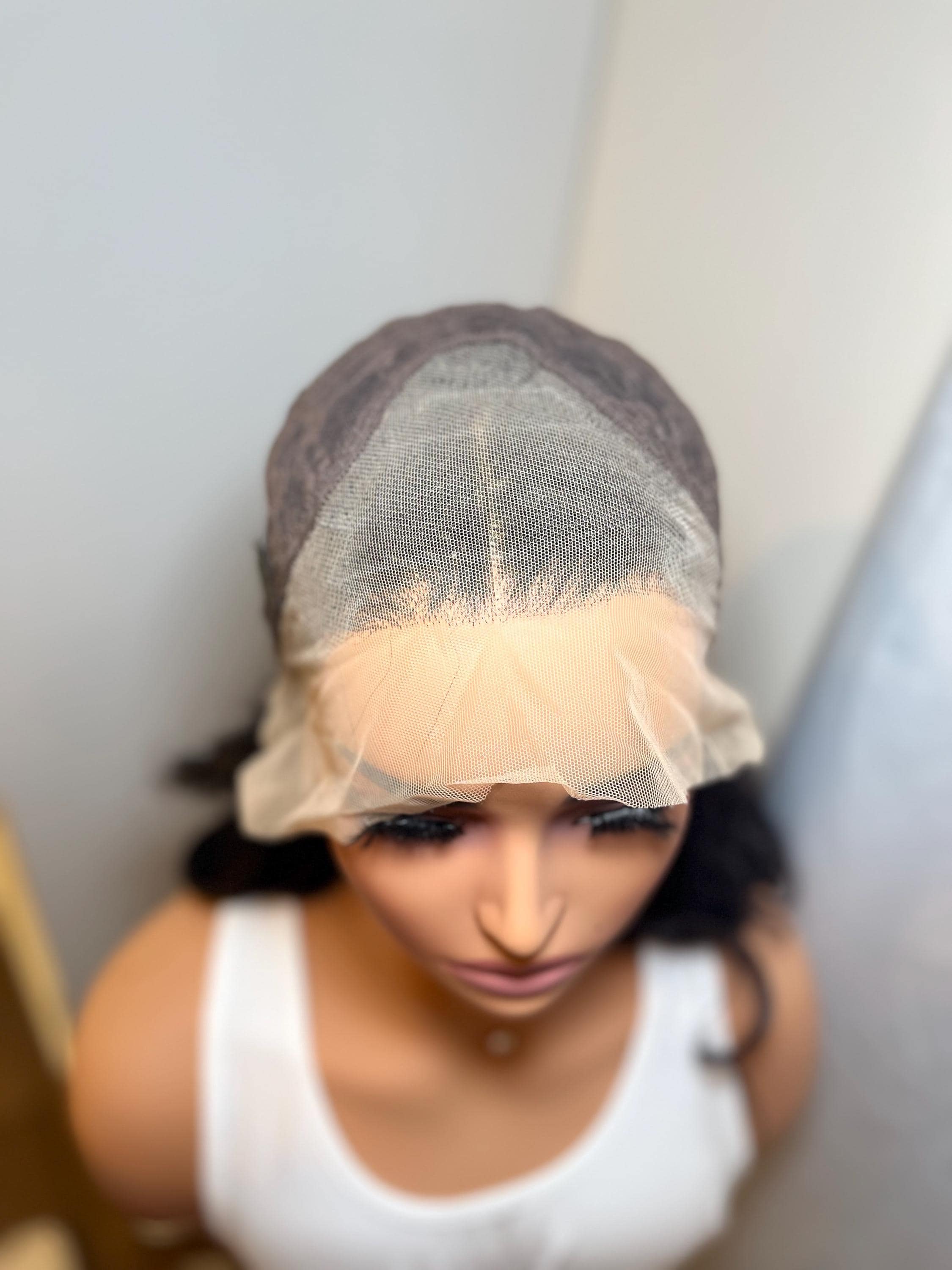 Black curly lace front wig Premium Synthetic fibers color black #1b heat resistant wig