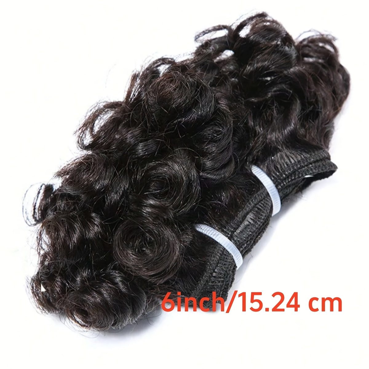 3pcs Bouncy Curly Hair Weave Bundles - 6" Double Drawn Brazilian Remy Human Hair Extensions