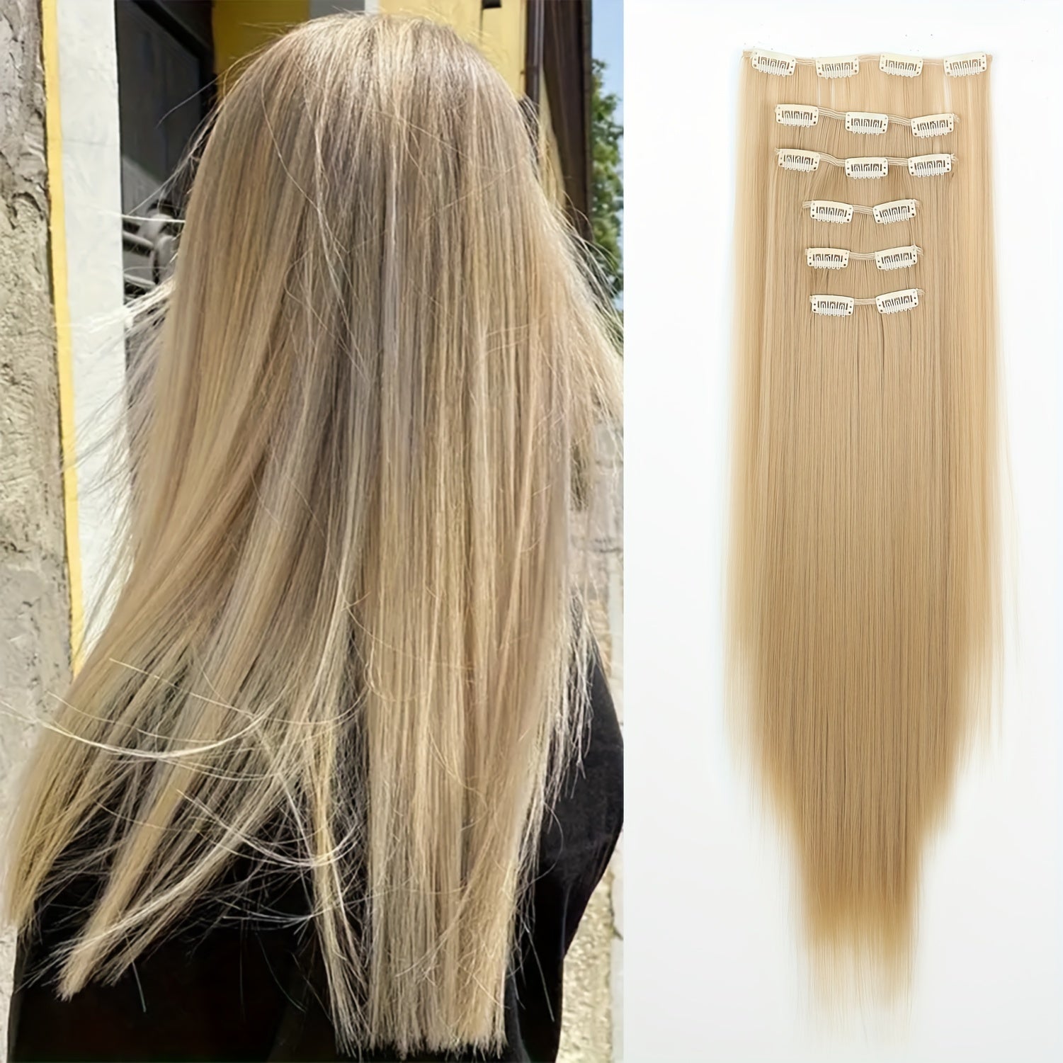 6pcs/set Long Straight Hair Pieces Synthetic Clip In Hair Extensions Elegant For Daily Use Hair Accessories Halloween Christmas