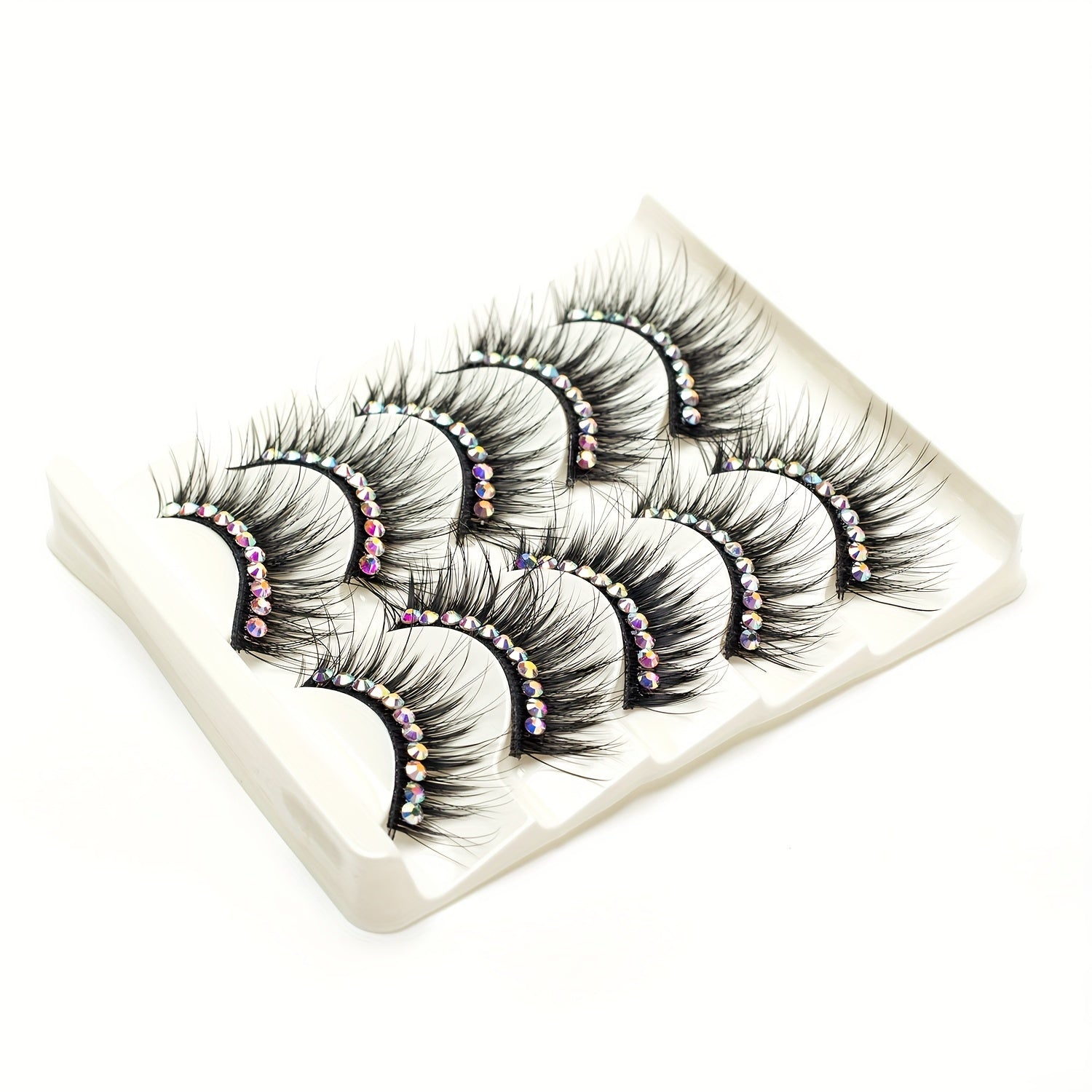 False Eyelashes With Black Blue Purple Glitter Fake Diamond