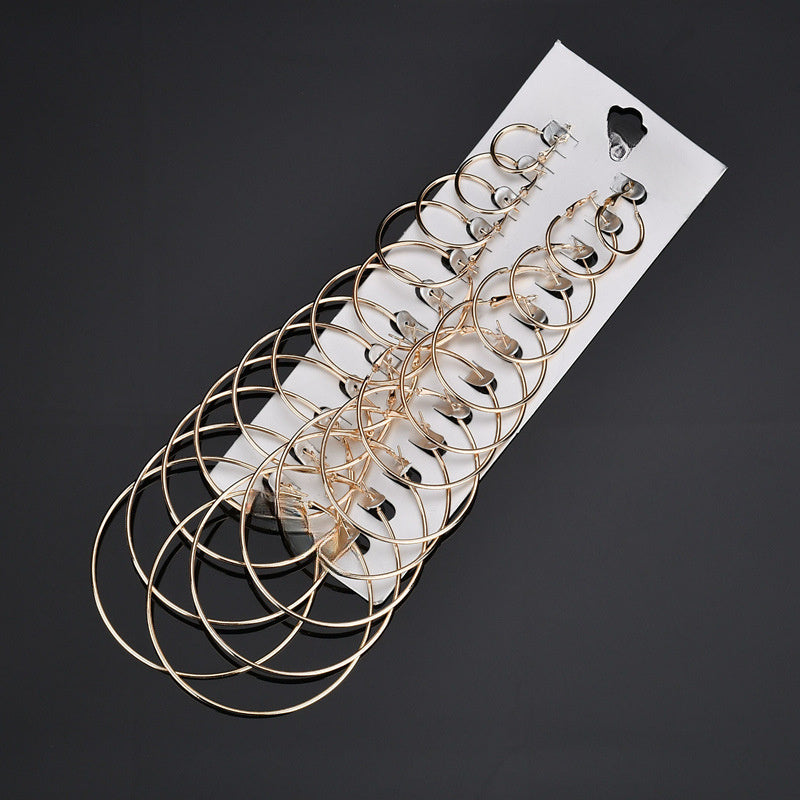 24pcs 18K Golden Plated Alloy Hoop Earrings Set