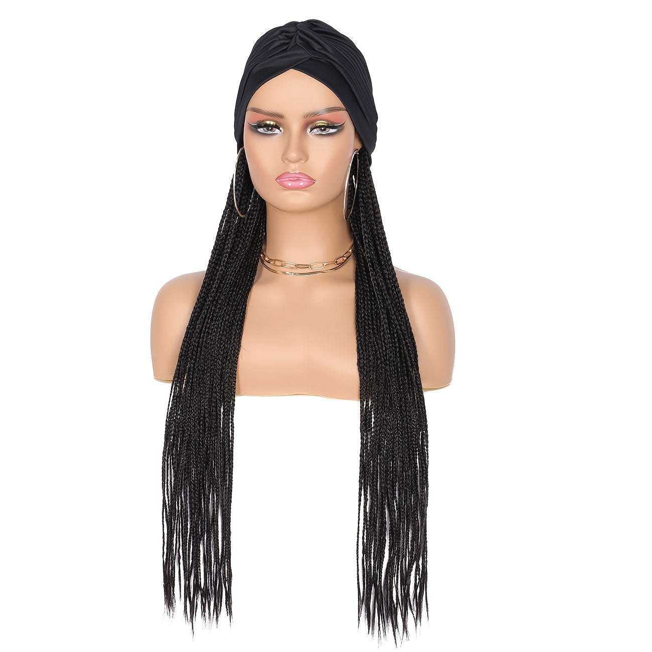 24 Inch Yaki Straight Braided Headband Wig for Women, Japanese Low-Temperature Fiber, Black & Light Brown, Daily Cosplay Wear, Basic Style