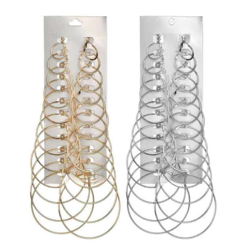 24pcs 18K Golden Plated Alloy Hoop Earrings Set