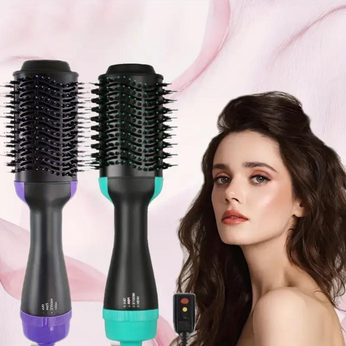 3-in-1 Hair Dryer Brush Styler - Fast One-Step Round Salon Hair Dryer, Hair Straightener, Hair Curler, Volumizer with Multiple Heat Settings, Wand Curler, Comb, Holiday Halloween Christmas Gift Valentine's Day Gift