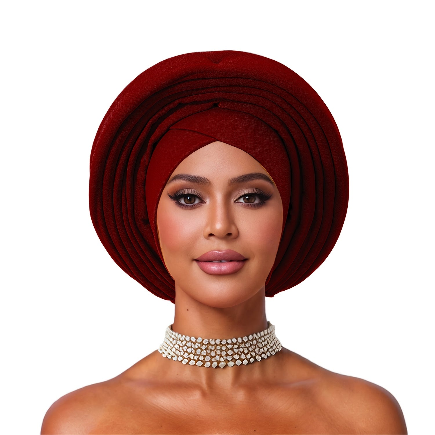 2pcs Cross Hair Turban+multi-layer Decorative Tie Set, African Style Headscarf Cap, Women's Party Decorative Headscarf