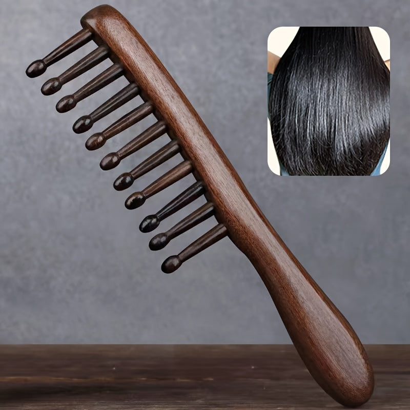 Sandalwood Scalp Massage Comb - Relax, Anti-Static Wooden Hair Brush for Healthy Hair Growth & Wellness