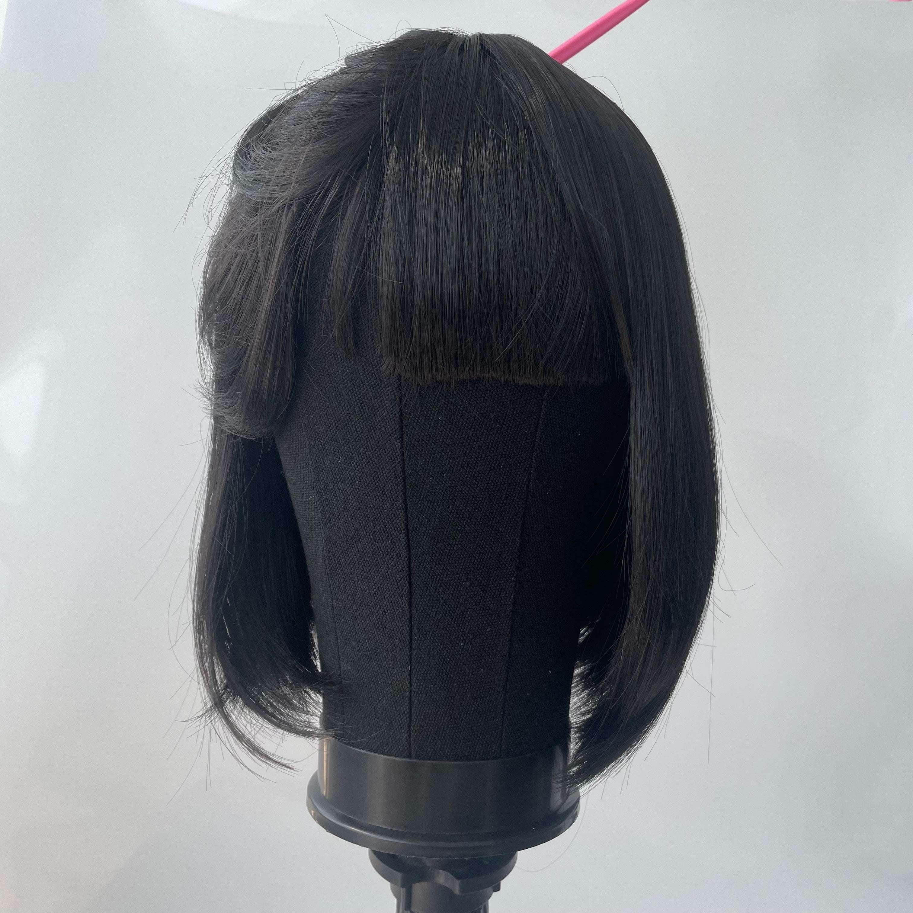 22-Inch Canvas Block Head with Mounting Pins for Wig Styling, Black Textured Finish - Perfect for Professional Use, Wig Accessories