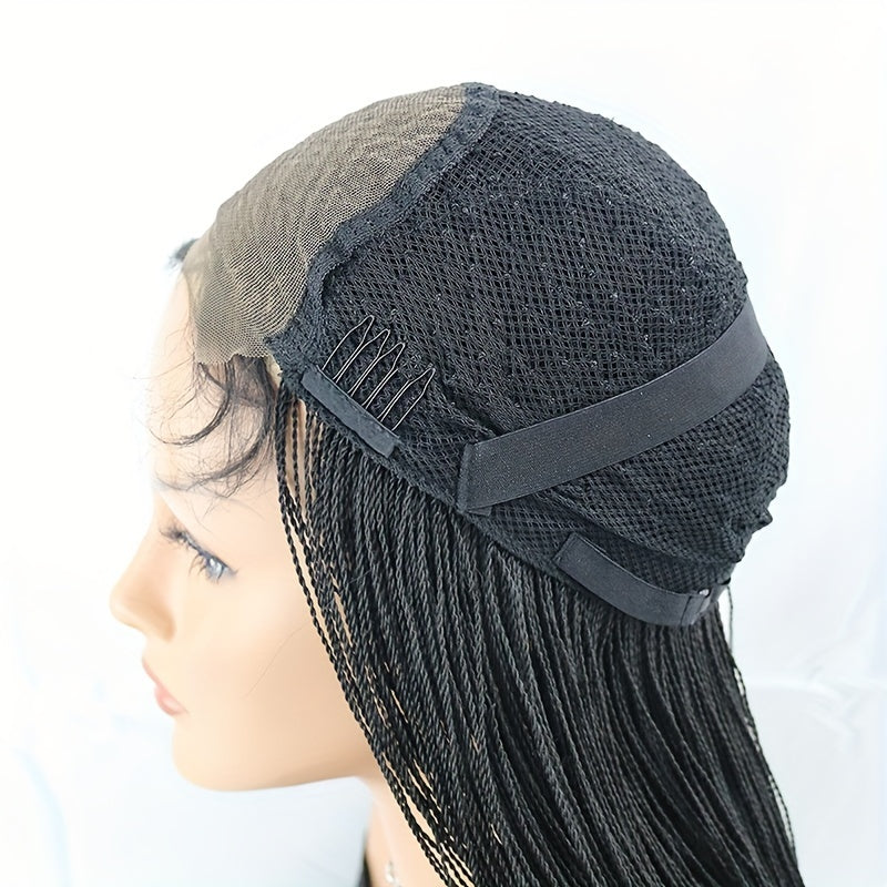 22-inch Women's 4X4 Lace Front Twist Braided Wig, Ri Fiber Synthetic Hair, Basic Style, Versatile Lace Area, All-Purpose Wig