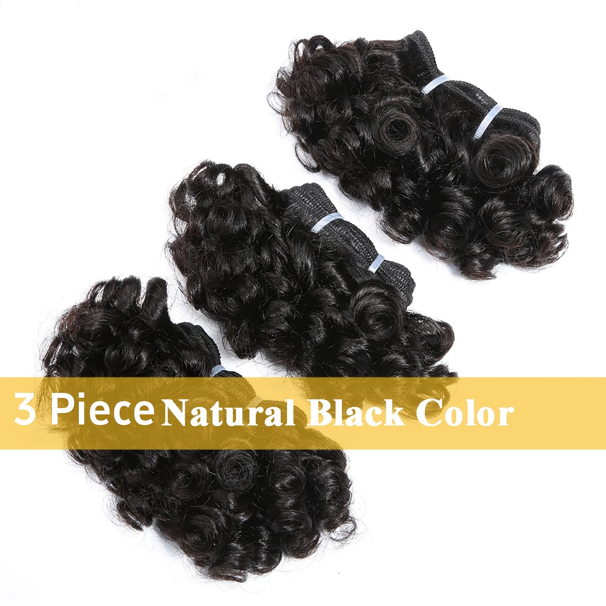 3pcs Bouncy Curly Hair Weave Bundles - 6" Double Drawn Brazilian Remy Human Hair Extensions