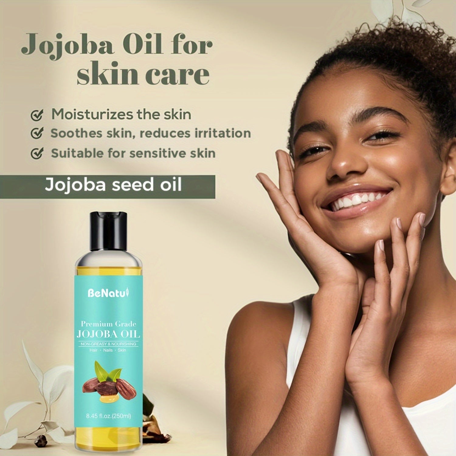 8.45oz Jojoba Oil-Ultimate Skin, Hair, Nails For Nourishing Essential Oil-Multi-Functional Use Massage