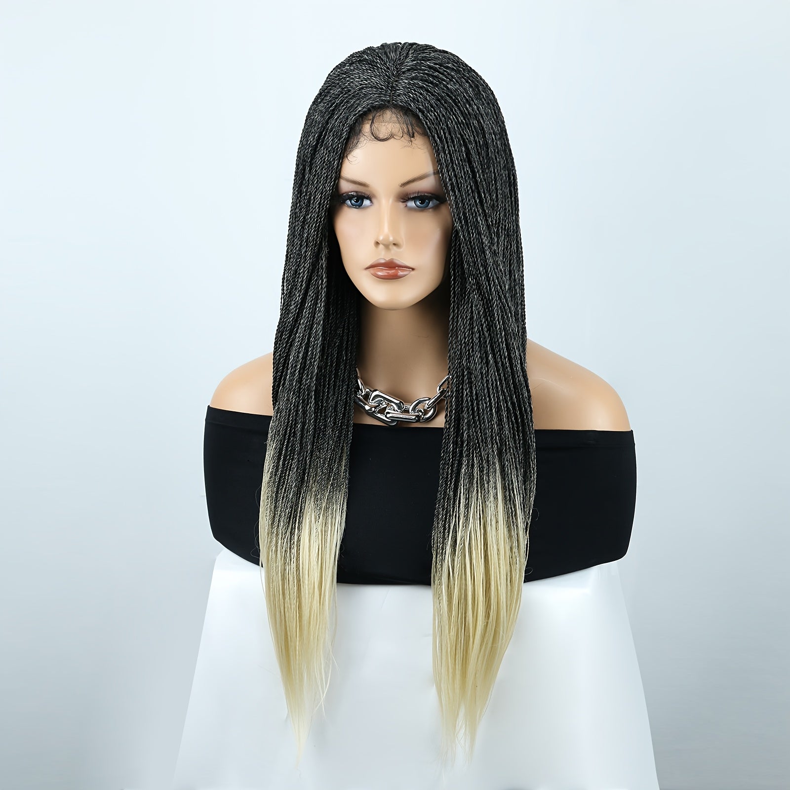 22-inch Women's 4X4 Lace Front Twist Braided Wig, Ri Fiber Synthetic Hair, Basic Style, Versatile Lace Area, All-Purpose Wig
