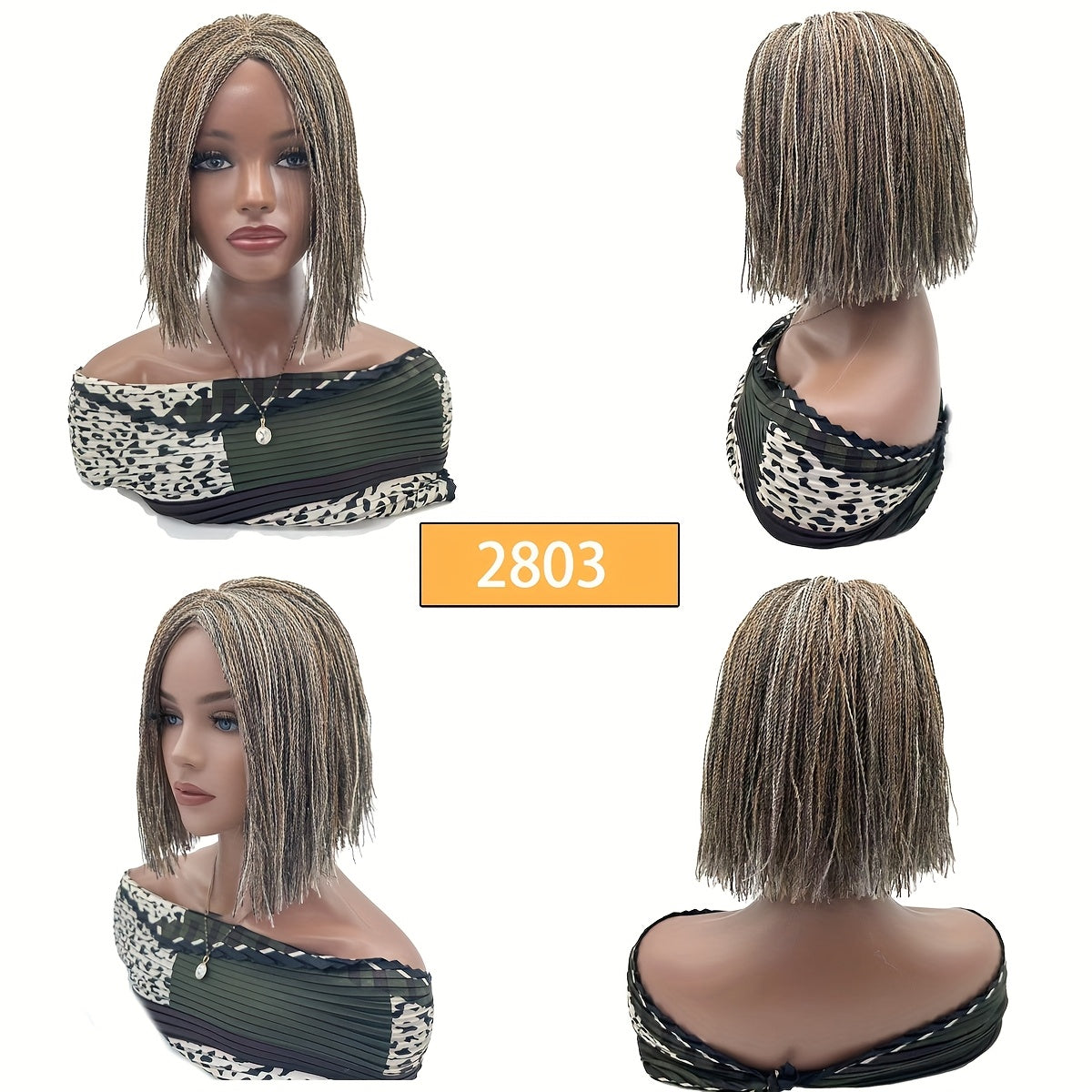 Box Bob Braided Wig for Women Heat Resistant Kinky Twist Crochet Braids Full Handmade Braid Wig Straight Hair Hand-Tied 10 Inches