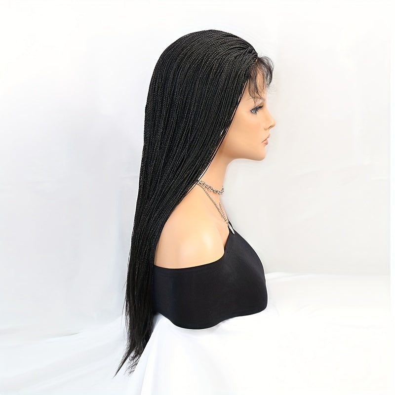 22-inch Women's 4X4 Lace Front Twist Braided Wig, Ri Fiber Synthetic Hair, Basic Style, Versatile Lace Area, All-Purpose Wig