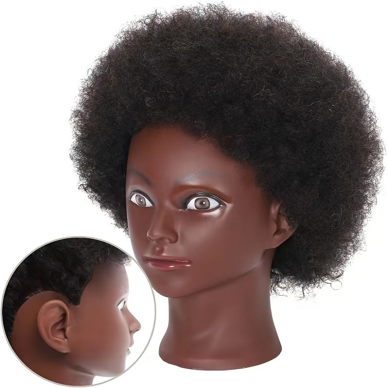 Premium Mannequin Head With Short Afro Curly Hair 100% Human Hair For Hairdresser Practice Trainning Hair Accessories With Free Clamp For Valentine'S Day Mother'S Day Spring Season Gift 10 Inch