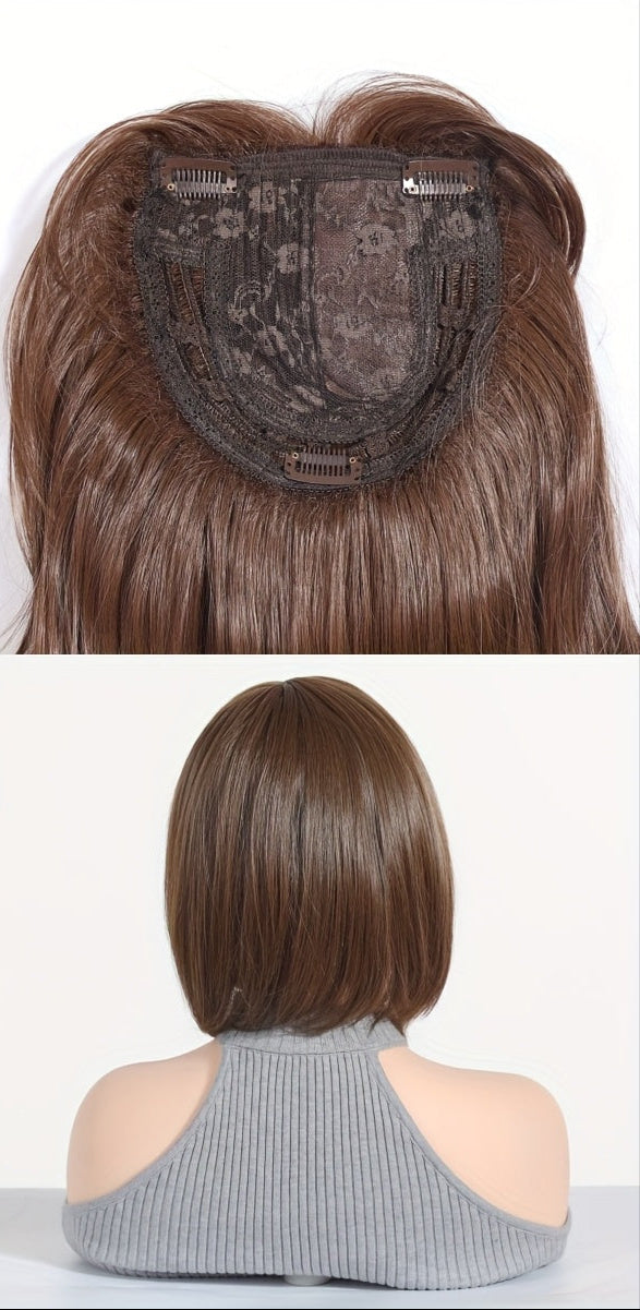 Elegant Women's Short Straight Hair Topper - Natural Look, Breathable Net Cap