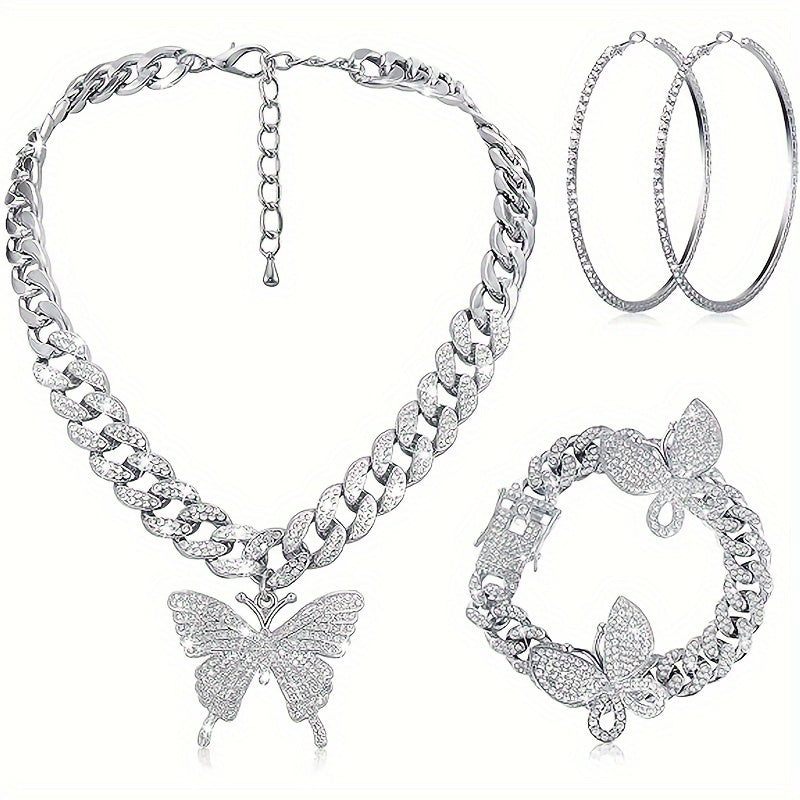 3 Pieces Of Cuban Butterfly Jewelry Set