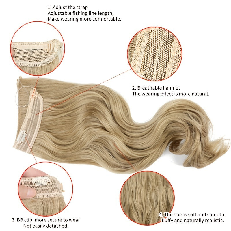Invisible Thread Hair Extension Clip-in Synthetic Wig 20 Inches