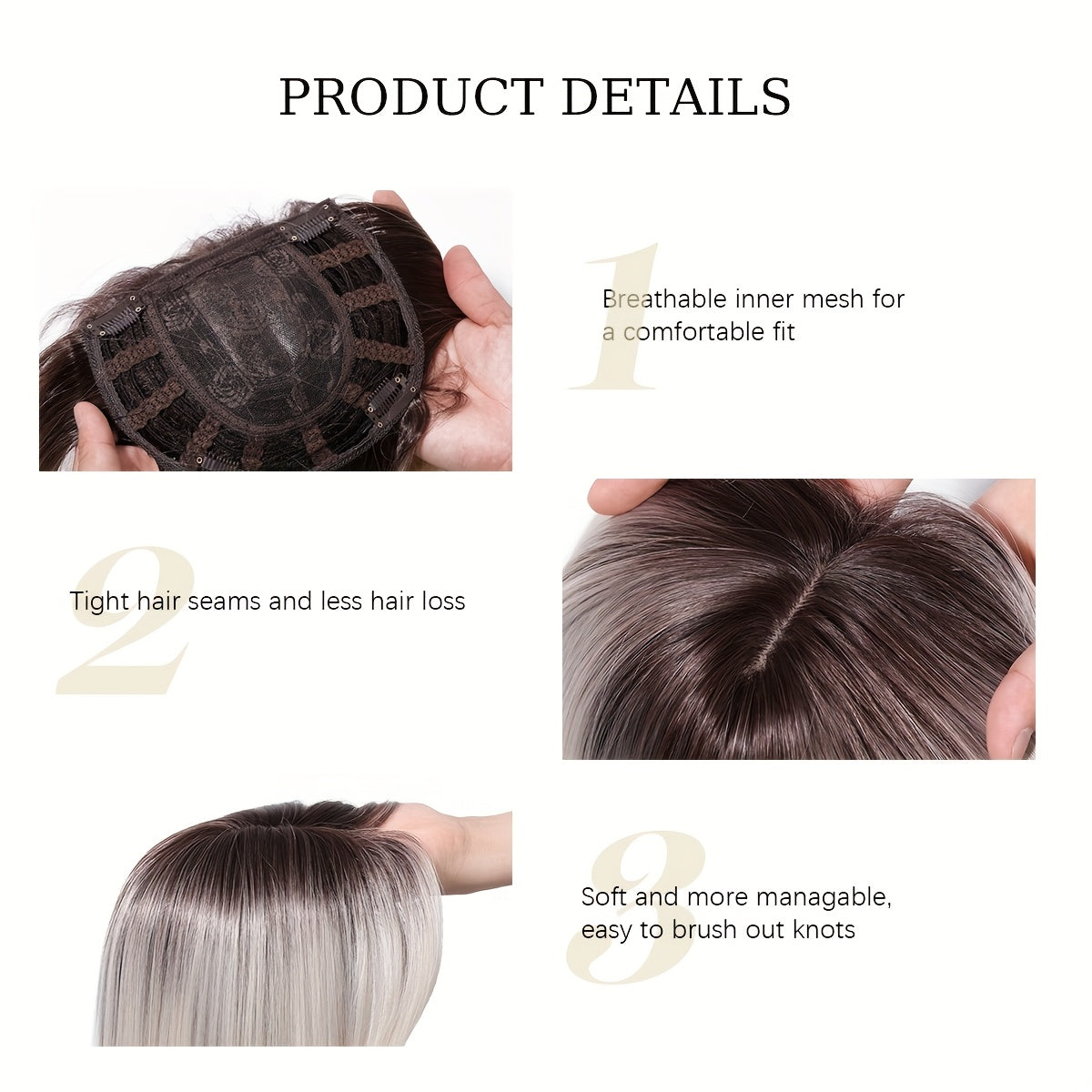 Elegant Women's Short Straight Hair Topper - Natural Look, Breathable Net Cap