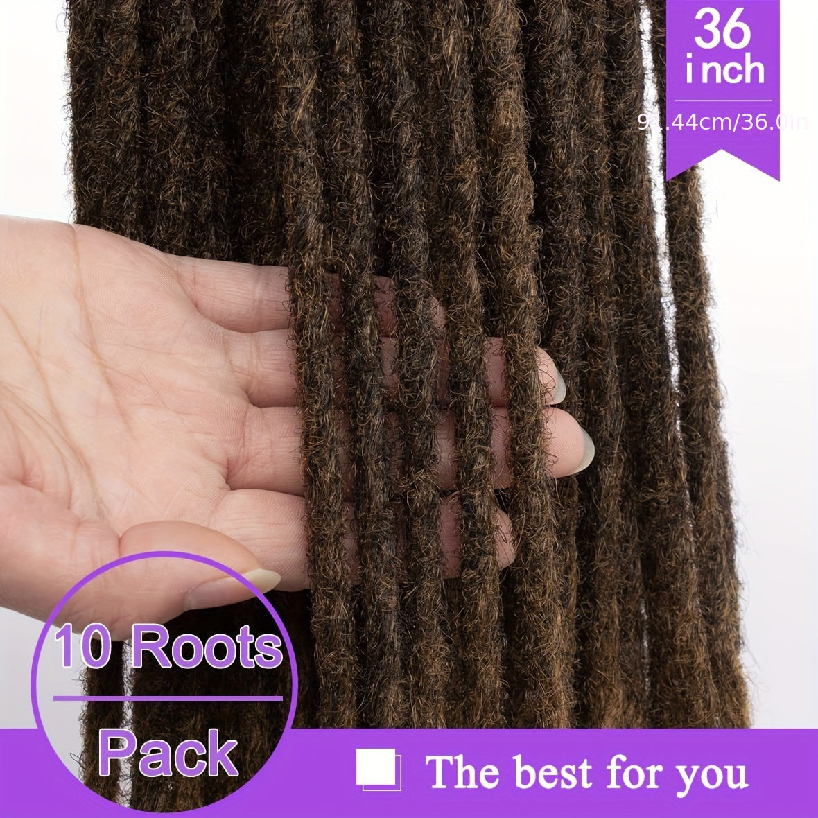 Crochet Dreadlocks Extension 36 Inch Synthetic Synthetic Hippie Single Ended Dreads Locs Hair 10 Strands/Pack Thin Soft Reggae Hair Hip-Hop Style Dread Extension Long Crochet Braiding Hair Blonde/Black Backcombed Extensions F