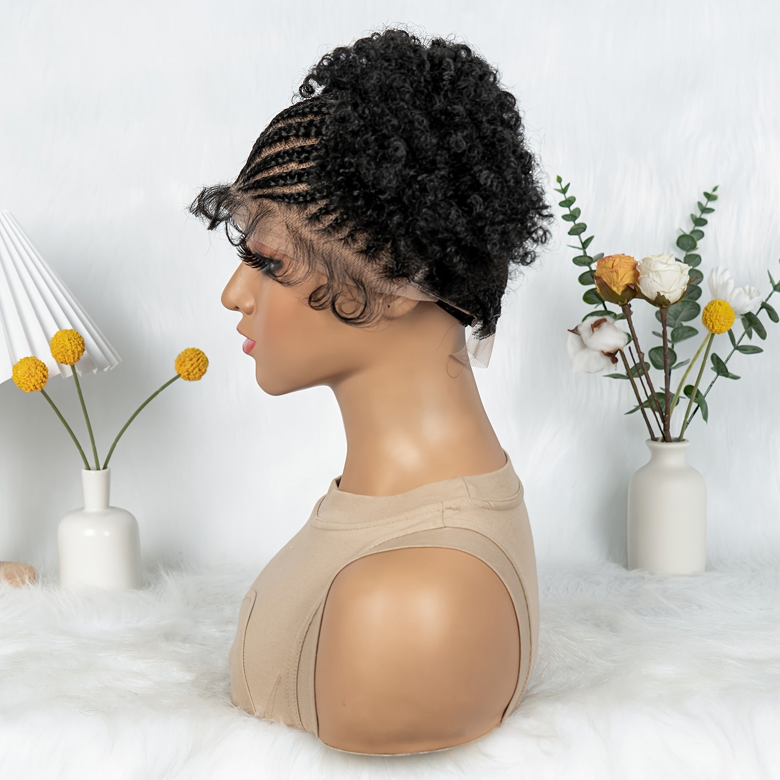 Alihair Elegant Afro Curly Knotless Box Braids Wig Full Lace Synthetic Hand