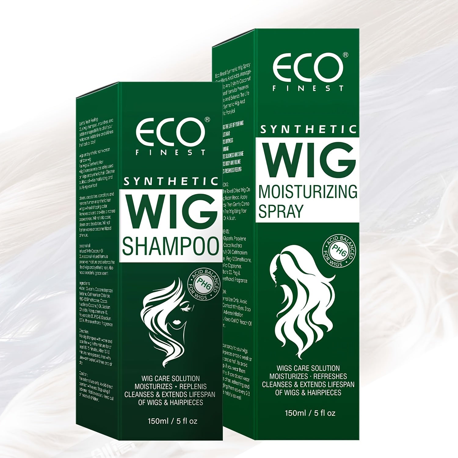 Eco Finest Synthetic Wig Shampoo & Moisturizing Spray - 100ml/3.52oz, Coconut Oil Infused, Hydrates & Smooths, Anti-Frizz, Easy Combing, Extends Wig Life, Ideal for All Wig Types, Wig Care Essentials | Ecofriendly Design | Na