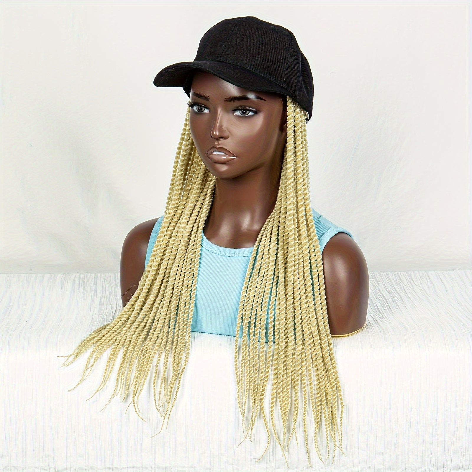 Hat Wig Long Braids Wig For Women Synthetic Wig Beginners Friendly Heat Resistant For Daily Use