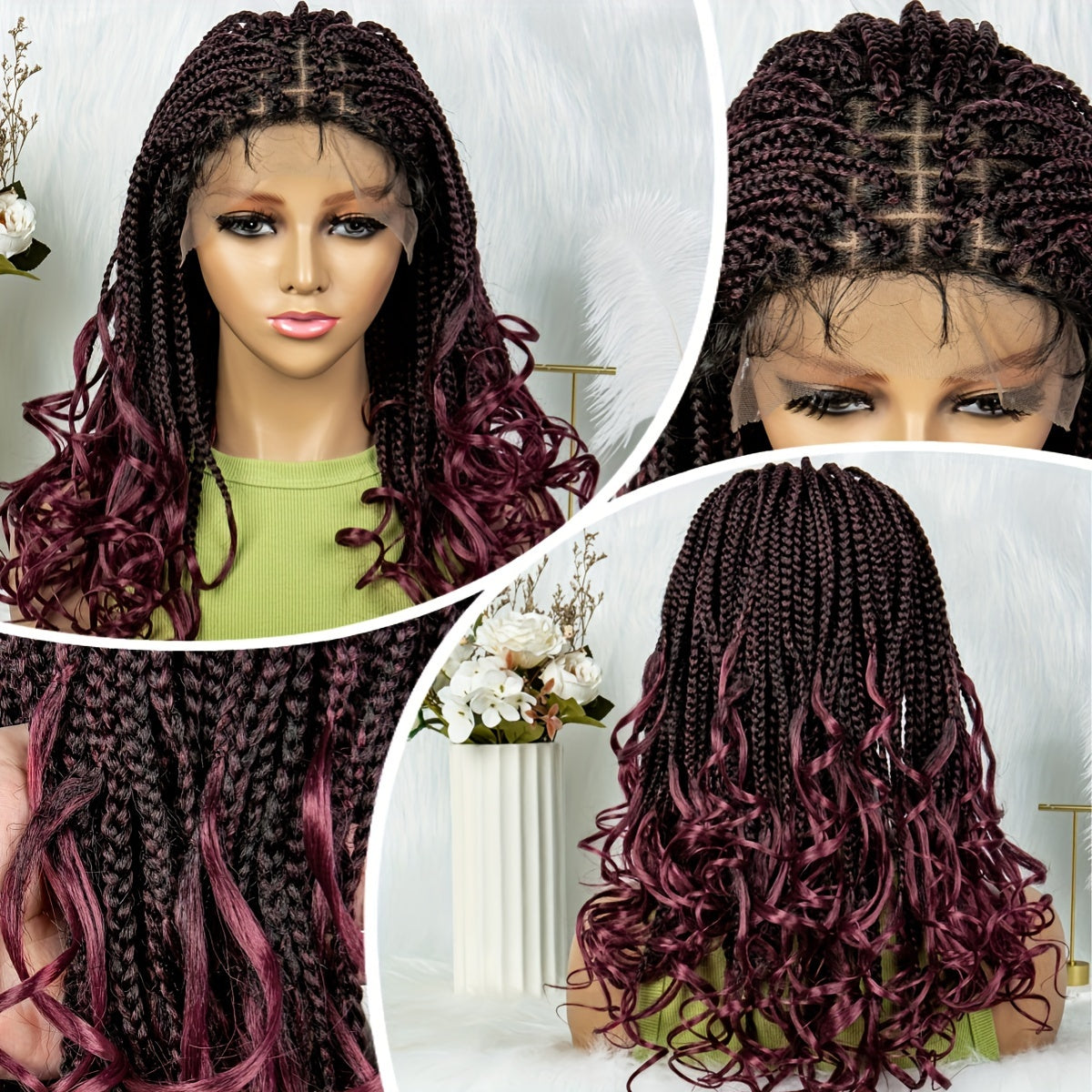 Elegant 9x6 Lace Front Braided Wig with Body Wave Ends, 200% Density, Breathable High-Temperature Synthetic Fiber, Handwoven Style for Casual Attire, Synthetic Lace Front Wig