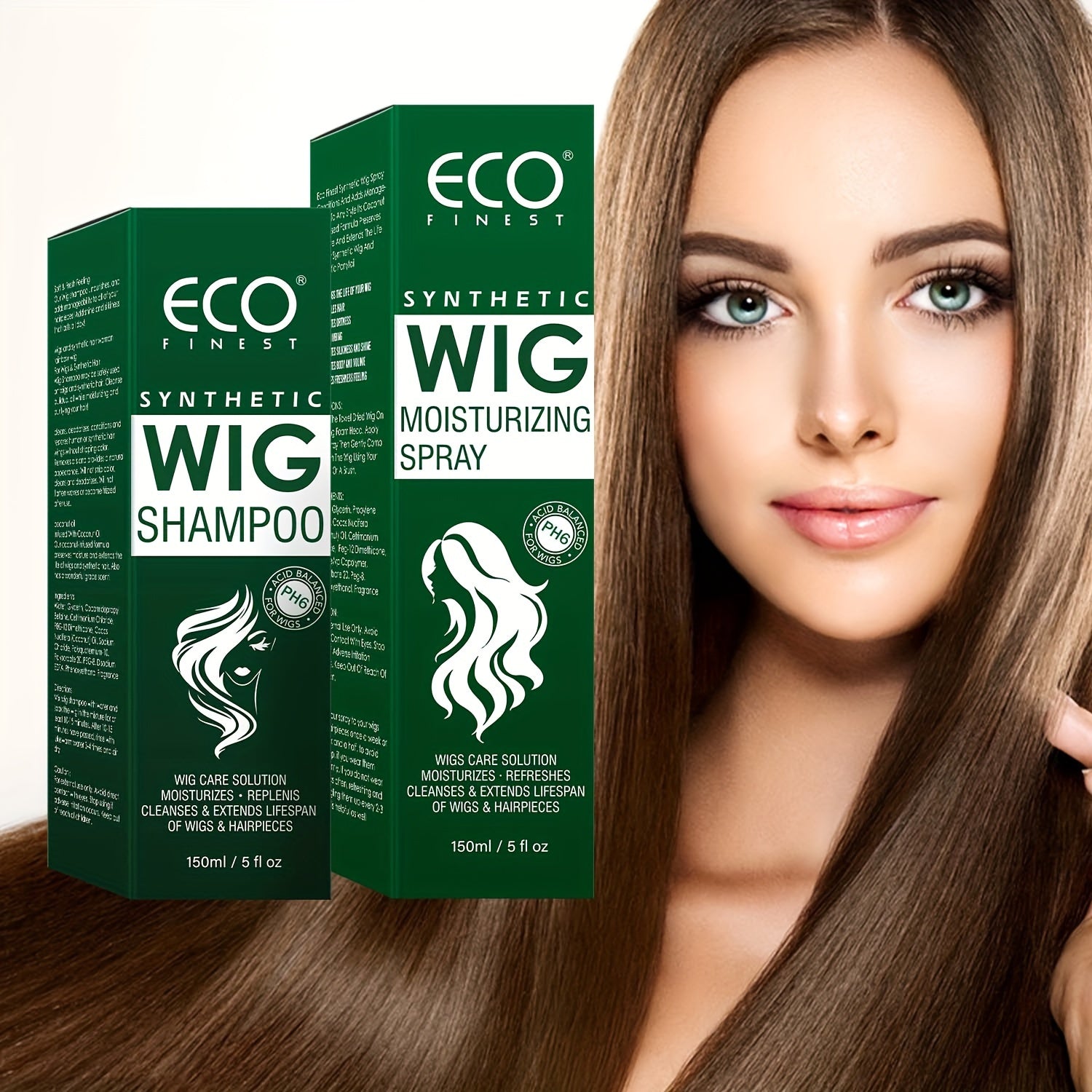 Eco Finest Synthetic Wig Shampoo & Moisturizing Spray - 100ml/3.52oz, Coconut Oil Infused, Hydrates & Smooths, Anti-Frizz, Easy Combing, Extends Wig Life, Ideal for All Wig Types, Wig Care Essentials | Ecofriendly Design | Na