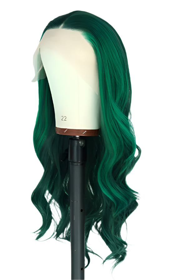 Ombre Green Body Wave Lace Front- Pre Plucked Synthetic Wigs