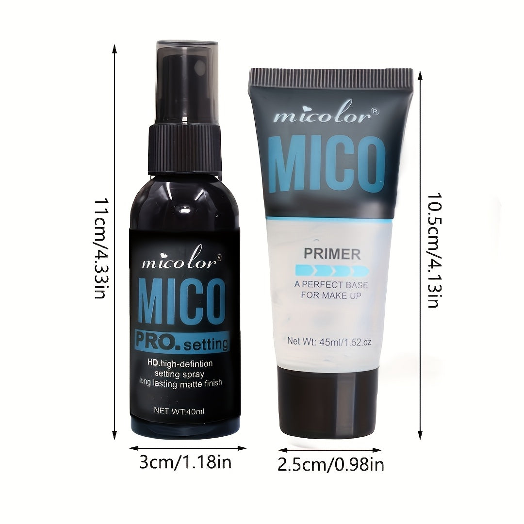 4pcs Mico Primer & Makeup Setting Spray Set - Natural Finish, Creamy Texture in White Shades - Ideal Valentine's Gift for Flawless Skin, Primer Collection|Minimalist Beauty Product|Natural Finish Spray