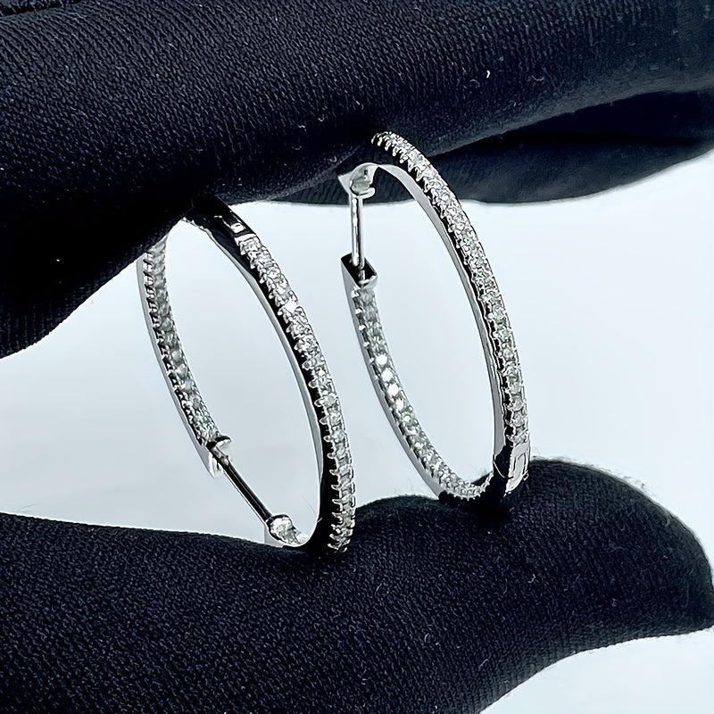Fashionable Silver-plated Large Hoop Earrings