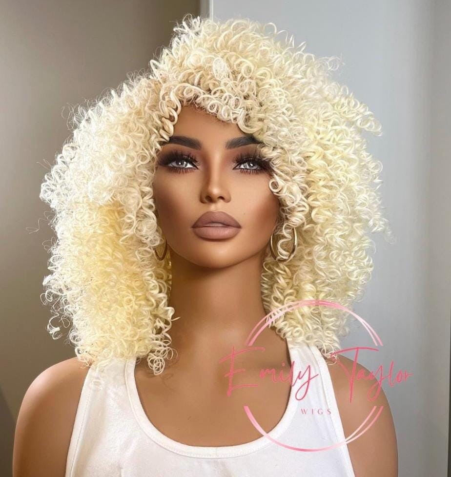 Curly Afro wig Premium Synthetic Wiig Different Colors Available Black Blonde Brown for women hair loss